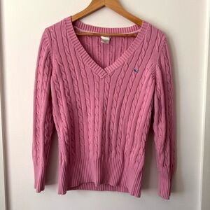 Y2K Old Navy Pink Cable Knit Sweater Womens XL Preppy V-Neck Mall Academia‎